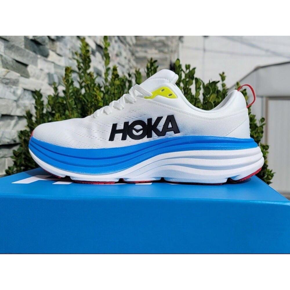HOKA ONE Women’s Bondi 8 Running Shoes BVR White Blue size 5.5B US $165 NO BOX